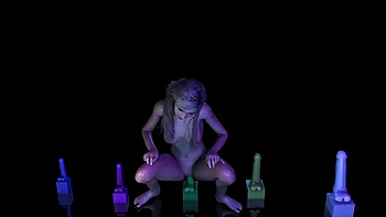 A girl testing dildos: 3D porn