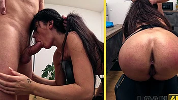 Foot fetish action with hot secretary in stockings and nylon