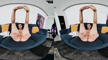 A cute and shy girl, Arina Shy, plays with her pussy at home