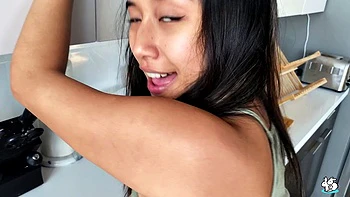 Big Boob Exotic Asian Fucked In the Kitchen