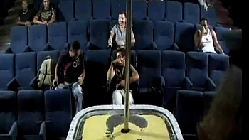 Gorgeous white blonde skank with red garter belt takes a dick in all her holes