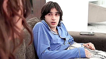 Stepbrother Gets A Footjob From His Big Tits Stepsister Before She Gets His Big Bulge!