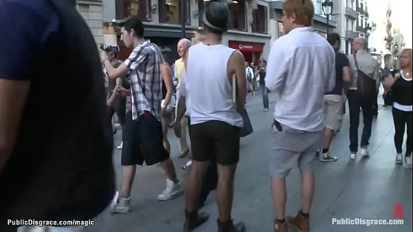 Busty naked Latina walked in public