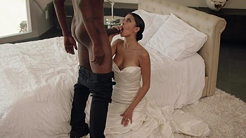 A stunning bride, Sophia Leone, rides a massive black cock with incredible passion.