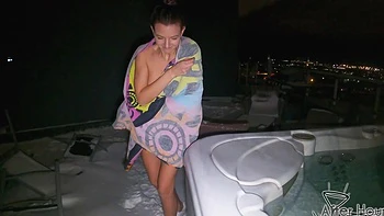 Two playful lesbian teens Rebeka Ruby and Miss Pussycat enjoy a sunny day together.