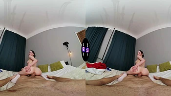 Virtual reality sex with pale teen Dakota Doll in doggy style
