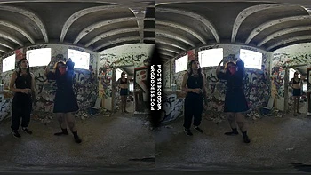 Risky Public Nudity — Hot Girls on Vacation Spray Painting Graffiti