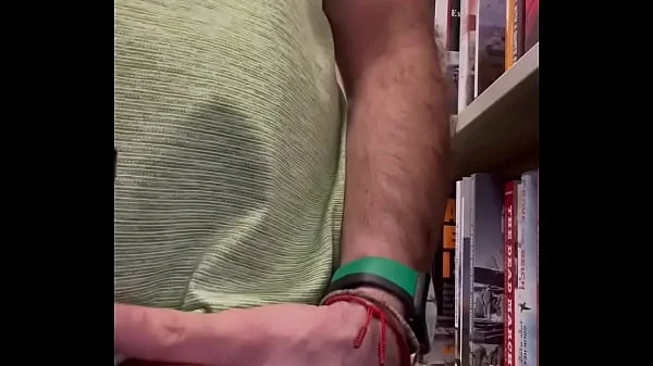 Jerking off at the bookstore. Public masturbation