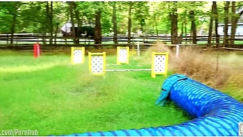 Cum-covered 19 Year-old Teen 18+ Bondage Slave Lexi Grey Crawls To The Seesaw For A Hard Caning