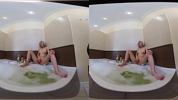 Blonde In Bathroom With Toy