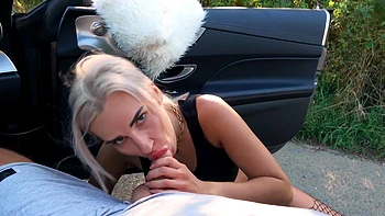 Blonde beauty Coco De Wit gets fucked in the car