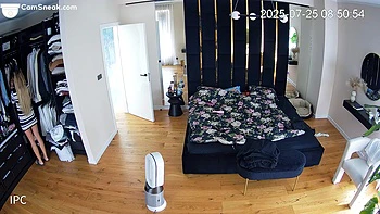 IPCAM - Hot Blonde European In White Thong Getting Dressed