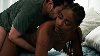 Destiny Mira gets her tight pussy pounded on the bed.