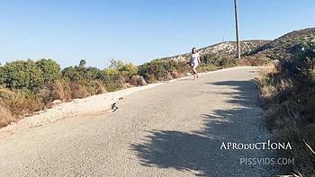 Wetting Sweatpants And Panties On A Barefoot Morning Walk