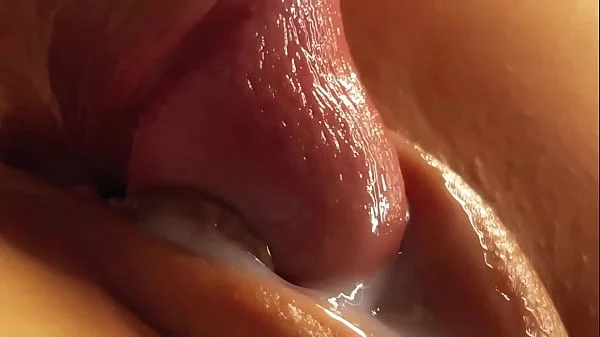 Beautiful pussy covered in lubricant and cum. Close-up