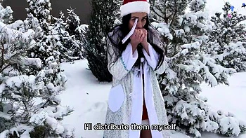 Spunk-filled Snow Maiden cunnilingus and stiff fucky-fucky