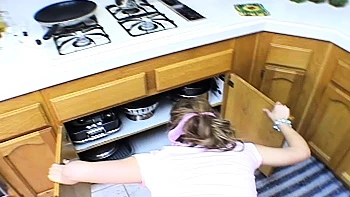 Teen topanga solo in kitchen