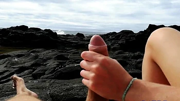 Public Beach Hardcore POV with Teen Amateur