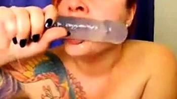 Redhead BBW Deepthroats Her Sex Toys on Webcam
