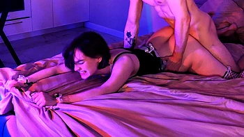 Passionate Halloween sex with a cute maid. Loud shaking