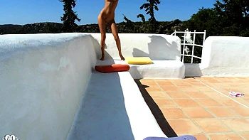 amateur teen multitasking with toys