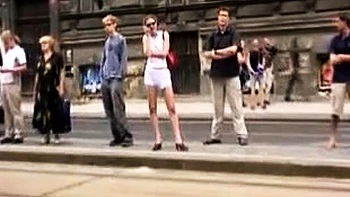 Blonde Amateur Takes Facial Outdoors In Public