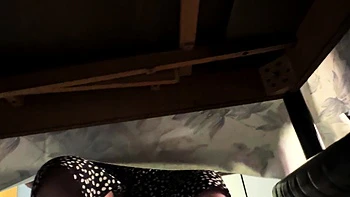 My mother in law spreads her beautiful legs under the table