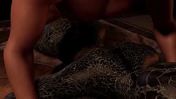 Lusty Argonian Maid belly down anal - Skyrim 3D Porn Parody
