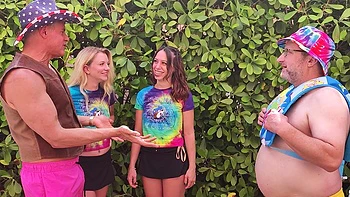 Threesome fun with riley, laya, and Porno Dan