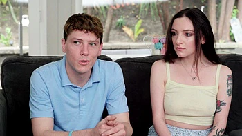 Two cute girls, Tiffany Fox and Leia Rae, are having fun with a guy in the bedroom.