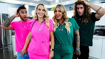 Sexy ladies Alex Harper and Natalie Brooks love dick-sucking so much