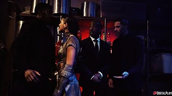 Crazy gangbang fuck with a long-legged brunette Ryan Reid