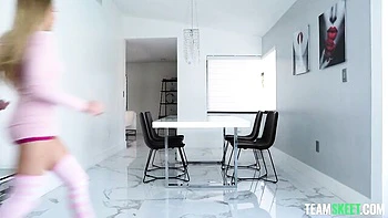 Gorgeous sex in the cowgirl pose with a busty blonde Khloe Kapri