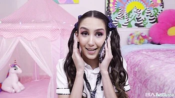 An awesome schoolgirl brunette Natalia Nix rammed by huge wiener