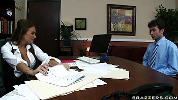 Big-boobed doll in stockings Nika Noire screwed in the office