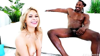 Happy MILF blonde with big boobs and a massive black dick