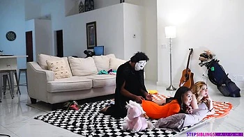 StepSiblingsCaught and her hot girlfriend love FFM fuck so much