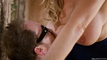 Blonde babe with big boobs Kelly Madison knows how to suck a dick