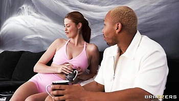 Lusty redhead chick Elly Clutch feels a very huge black penis