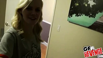 Slutty skinny blonde Brie Turner penetrated in the doggy style