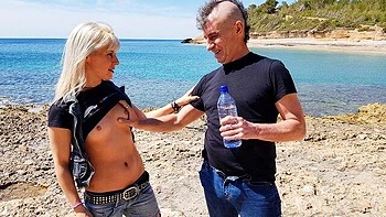 Sex under the baking sun with a long-legged blonde Nora Barelona