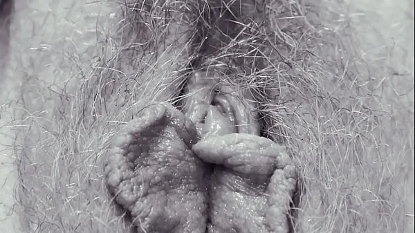 Close up of mature hairy pussy and clitoris. Homemade fetish and pleasant wet vagina munching. ASMR.