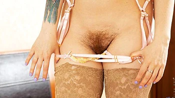 Gorgeous solo in the bedroom with a long-legged brunette Laura Palmer