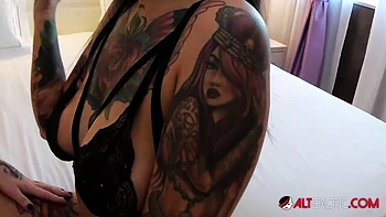 Elegant Megan Inky and Adel Asanty's tattooed women action