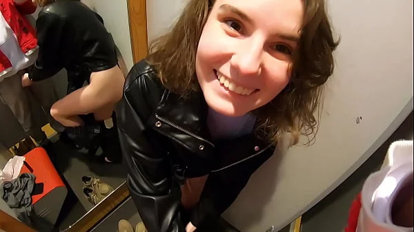 Real sex public blowjob in fitting room - Darcy Dark