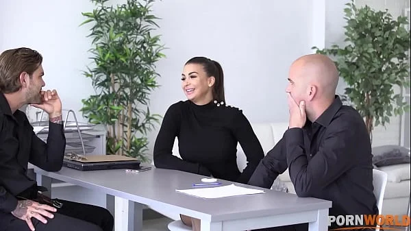 Hot Secretary Susy Gala Can't be Happier than with One Cock in Her Pussy and One in Her Mouth