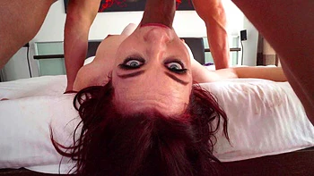 Redhead Jessica Ryan gets her big tits gagging on cock