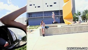 Cute college amateur swallows jizz between class
