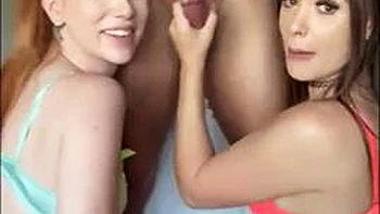 Threesome Big Tits with Hot Brunette: Blowjob, Cowgirl  Licking Porn