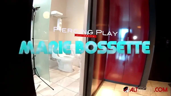 Piercing play with Marie Bossette while in the shower